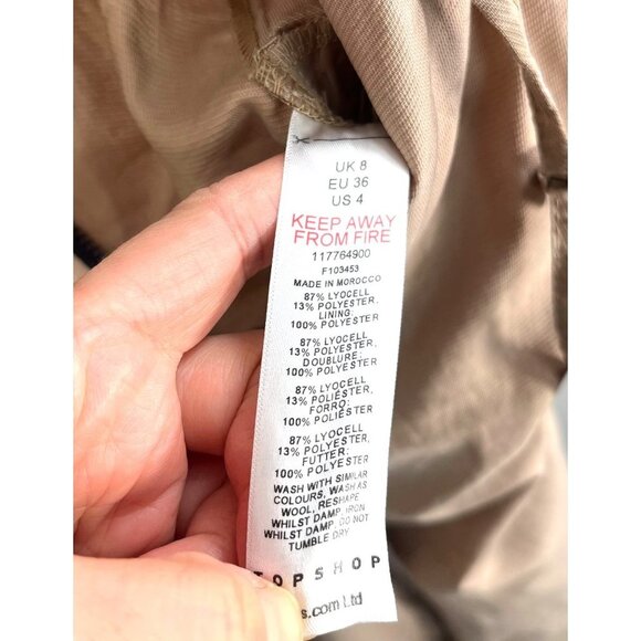 Topshop Utility Zip Jumpsuit Stone retro relaxed 90s hipster street wear sz 4 - Picture 8 of 10